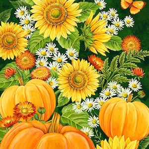 Sunshine Harvest Quilt Wallhanging Fabric Panel Quilting Crafting Sunflowers Sewing Projects Fall Autumn Fabric Panel by Northcott
