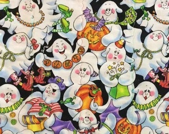 Halloween Trick or Treat Ghosts Quilting or Crafting Cotton Fabric