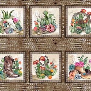Southwest Multi-Block Large Quilt Wallhanging Fabric Panel Quilting Crafting Southwestern Scenic Panel by Jason Yenter for In the Beginning