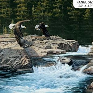 Spirit of the Skies Eagles Digital Quilt Wallhanging Panel Quilting Wall Hanging Fabric Crafting Soaring Eagles By Rick Kelley for Northcott