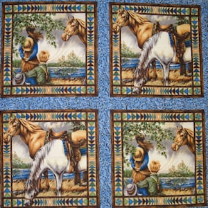 Children and Horses Point of View Pillow Panel Quilt Panel Horse Panel Horse Quilt Horse Lovers see coordinating BTY fabric Kids and Horses