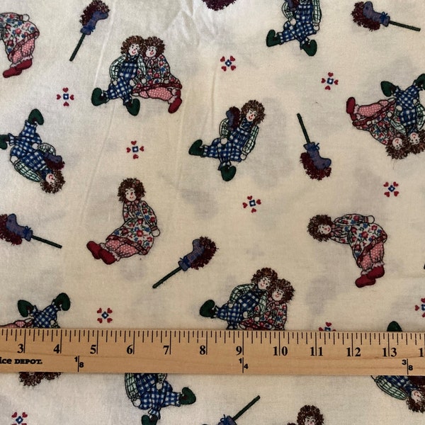 Raggedy Ann and Andy Lightweight Flannel Sewing Quilting Crafting Fabric by Princess Fabrics