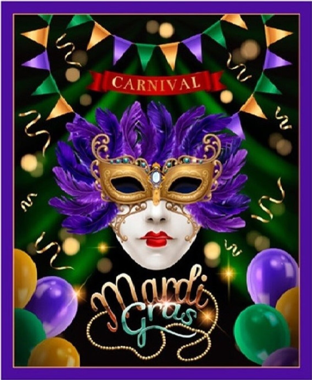 Mardis Gras Carnival Quilt Panel Wallhanging Crafting Sewing Etsy