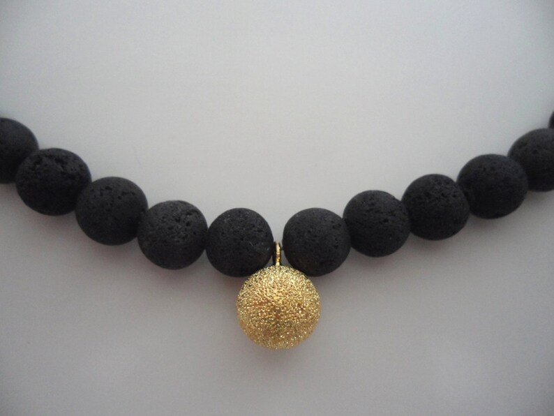 Necklace Lava /& Sparkling Gold Ball