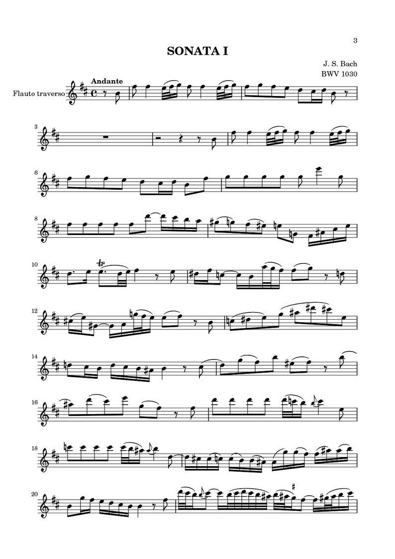 Flute Playalong Bach, J. S. Sonata for Flute and Harpsichord, BWV 1030