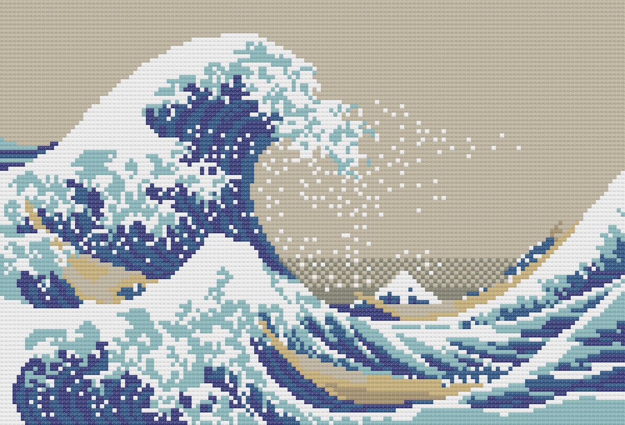 The Great Wave off Kanagawa Cross Stitch Pattern Instant PDF Etsy