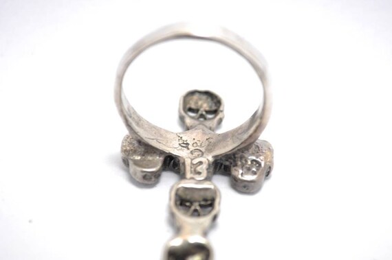 T12C04 Vintage Gothic 1980's G & S Biker Skull Cr… - image 4