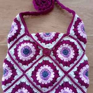 Handmage crochet granny square cross body handbag