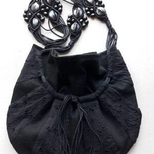 Handmade denim and lace tote bag