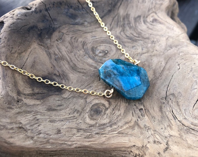 Natural Faceted Blue Apatite Necklace Available in sterling silver and 14K yellow or rose gold-filled.