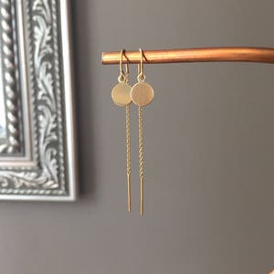 Sterling Silver or 14K (Yellow or Rose) Gold-filled Threaders with Polished 7.5mm Disc Dangles