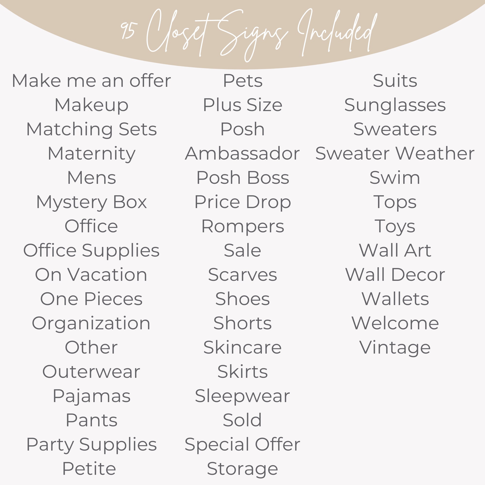 Poshmark Closet Signs Poshmark Closet Dividers Poshmark Etsy