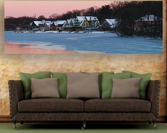 Boathouse Row Philadelphia, Winter Snow Canvas, Metal Print