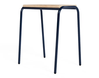 Tabouret bas empilable en chêne massif / noir - Tabouret de cuisine noir minimaliste empilable / Petit banc (chêne vieilli, chêne naturel, chêne clair)