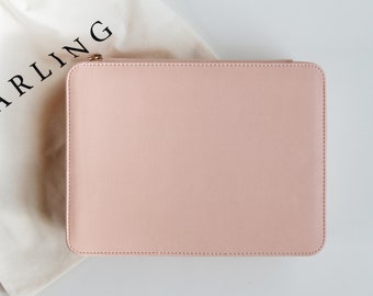 Travel Jewelry Case Large - Custom Jewelry Box - Leather Jewelry Travel Organizer