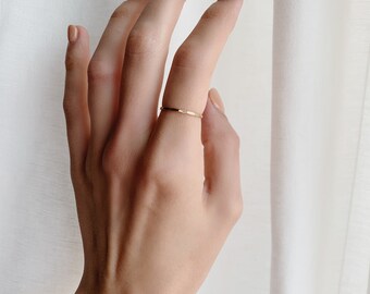 Gold Hammered Stacking Ring - Minimalist Ring - Dainty Stacking Ring - 14k Gold Filled Ring - Everyday Ring - Tiny Stacking Ring