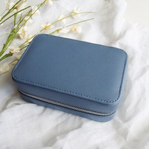 Travel Jewelry Case - Leather Jewelry Box - Jewelry Travel Case - Leather Jewelry Travel Case - Blue Leather Jewelry Travel Case