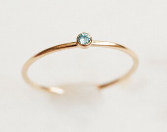 December Birthstone Ring: Dainty 14k Gold Filled Stacking Ring
