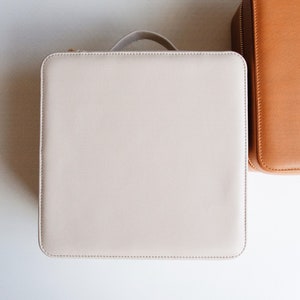 Taupe Jewelry and Makeup Case - Personalized Christmas Gift - Leather Makeup Bag - Cosmetic Bag with Jewelry Storage - Holiday Gift Guide