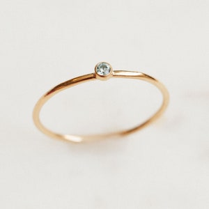 March Birthstone Ring - Mom Ring - Gemstone Ring - New Mom Gift - Dainty Birthstone Ring - Gold Filled Stacking Ring