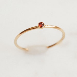 Dainty Birthstone Ring - Mom Ring - Gemstone Ring - New Mom Gift - January Birthstone Ring - Gold Filled Stacking Ring