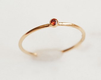 Dainty January Birthstone Ring: 14k Gold Filled Stacking Ring