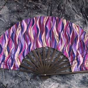 Purple flames handmade fan