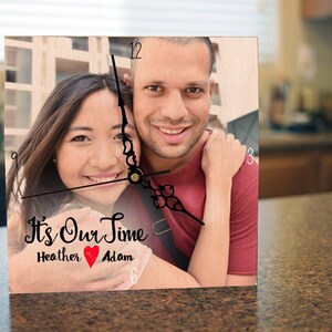 Personalized wood clock with Your Photo for Valentine, Valentine Gift, Desk Clock, Wall Clock, Couple gift, Home and Living
