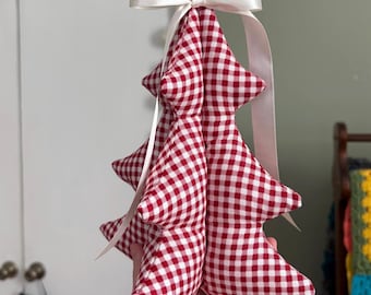 Handmade Gingham Holiday Christmas Stuffed Tree Decor