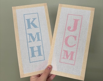 Custom Monogram Needlepoint Bookmark - 13 Mesh