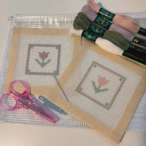 Beginner Needlepoint Kit | 13 Mesh, Floral Designs