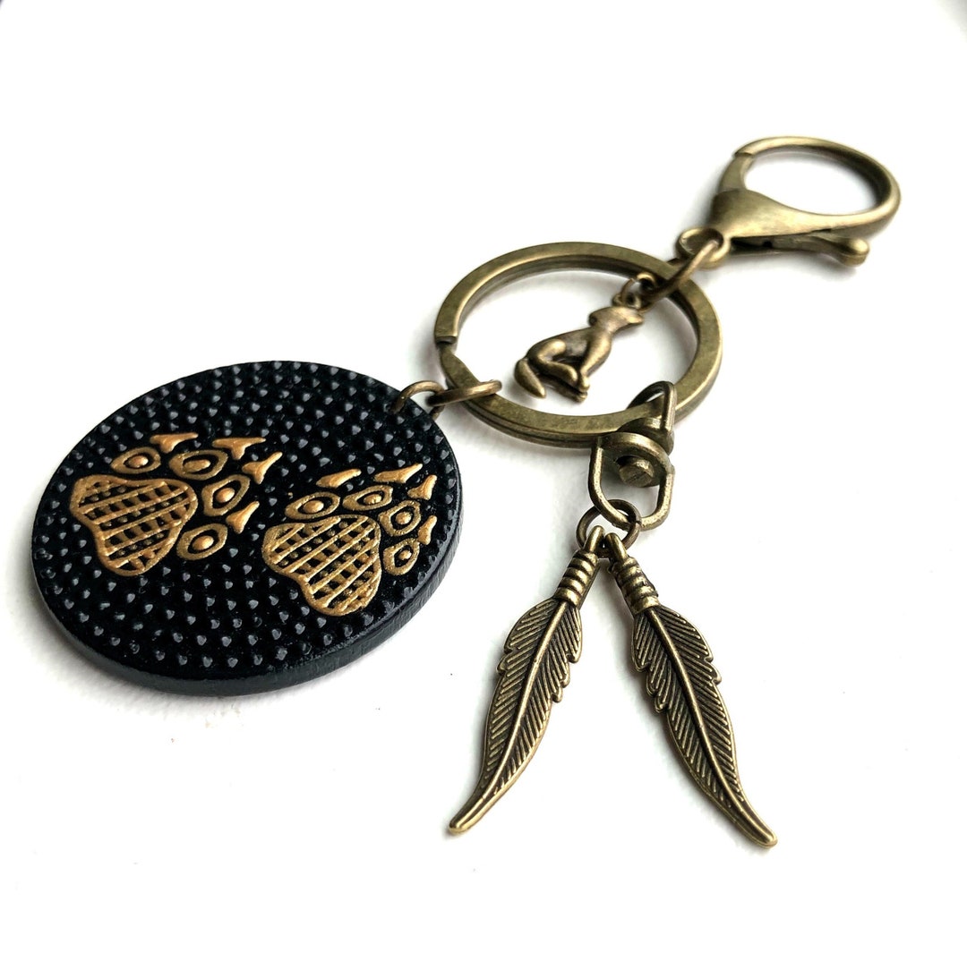Track Key Ring Hand-painted Wolf Track Keyring: Wooden Viking Paw Keychain - Etsy