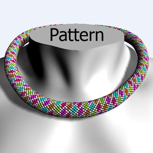 Modello di perline &quot;Diamanti colorati&quot;, modello di perline all&#39;uncinetto, modello di collana di perline di semi, modello di corda all&#39;uncinetto, uncinetto di perline, modello PDF