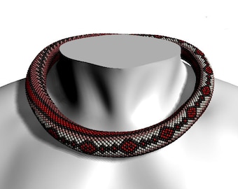 Kralenpatroon "Ruby", haakpatroon met kralen, patroon van zaadkralenketting, haaktouw-tutorials, haken met kralen, PDF-JBB-bestand - patroon