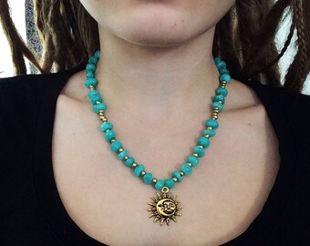 Sun and moon necklace