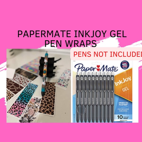 Pen Wraps for INKJOY GEL PENS, Wraps, Glitter Pens, Epoxy, Cow Cheetah Pen Wraps, Nurse, Teacher, Mom, Pen Design, Glitter Pen