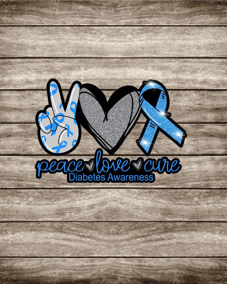Sticker Decal Peace Love Cure Diabetes, Type 1 Diabetes, Type 2, Diabetes  Awareness, Blue Ribbon, Tumbler, Car Decal, Planner Stickers