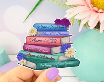 Anne of Green Gables Book Stack Sticker, Classic Novel Die Cut Sticker, Bookish Gift