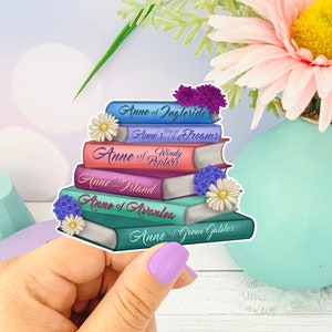 Anne of Green Gables Book Stack Sticker, Classic Novel Die Cut Vinyl Sticker, Bookish Aesthetic Bibliophile Gift, Literary Sticker, Reader