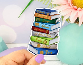 Outlander Book Stack Sticker, Romance Book Lover, Beach Reads Vinyl Die Cut, Summer Bookish Aesthetic, Bibliophile Gift, Book Lover Sticker
