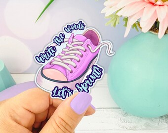Write the Word Let’s Sprint Sticker – Vinyl Die Cut Decal for Writers & Authors, Bookish Writing Gift for Journal and Laptop