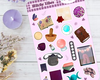 Witchy Vibes Sticker Sheet – Celestial Planner Stickers – Witchcore Moon & Stars