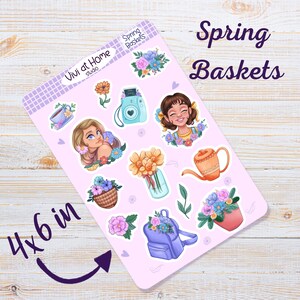 Spring Baskets ~ Sticker Sheet, Bullet Journal Stickers - Planner Stickers - Decorative Stickers - Scrapbook Stickers