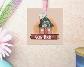 Book Lover Art Print: Cozy Reading Room Illustration (4x4 inches)