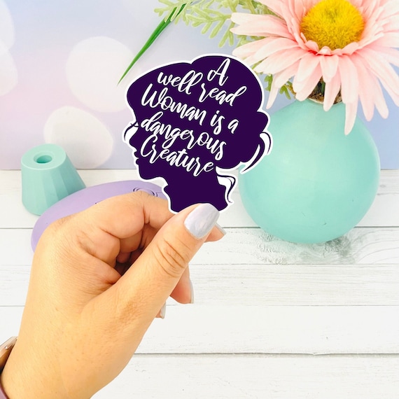 Well Read Woman Sticker – Bookish Vinyl Die Cut Decal, Feminist Bibliophile Gift for Readers, Literary Aesthetic Laptop and Journal Sticker