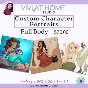 Character Portrait, Full Body, Fantasy Custom Art, Illustration Commission, No Ai, Hand Drawn Art, DnD Character, Book Character, Fan Art