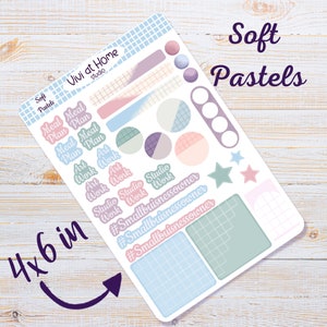 Soft Pastels  ~ Sticker Sheet, Bullet Journal Stickers - Planner Stickers - Decorative Stickers - Scrapbook Stickers