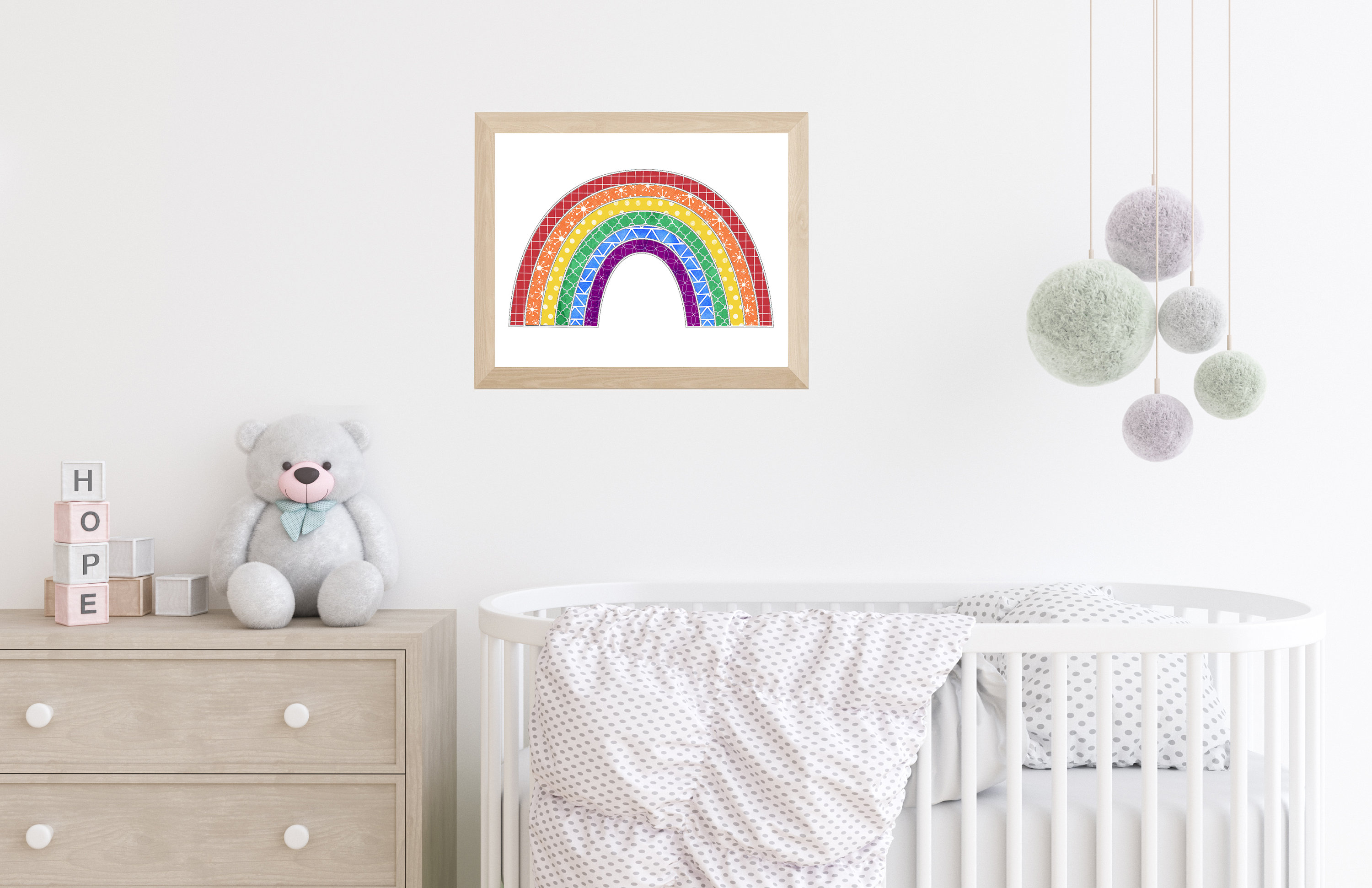 Happy Rainbow Baby Nursery Decor Instant Printable Wall Art Etsy