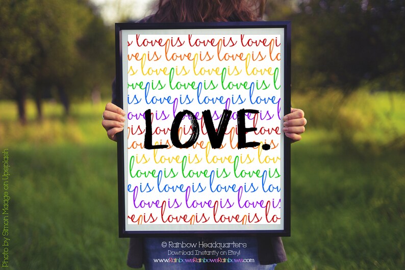 Rainbow Love is Love Digital Print Lin Manuel Miranda Quote Etsy