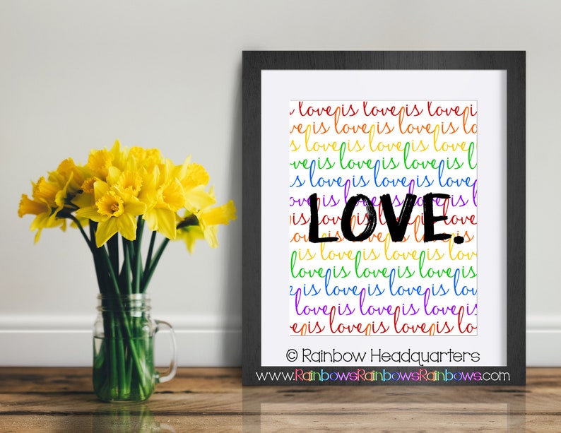 Rainbow Love is Love Digital Print Lin Manuel Miranda Quote Etsy